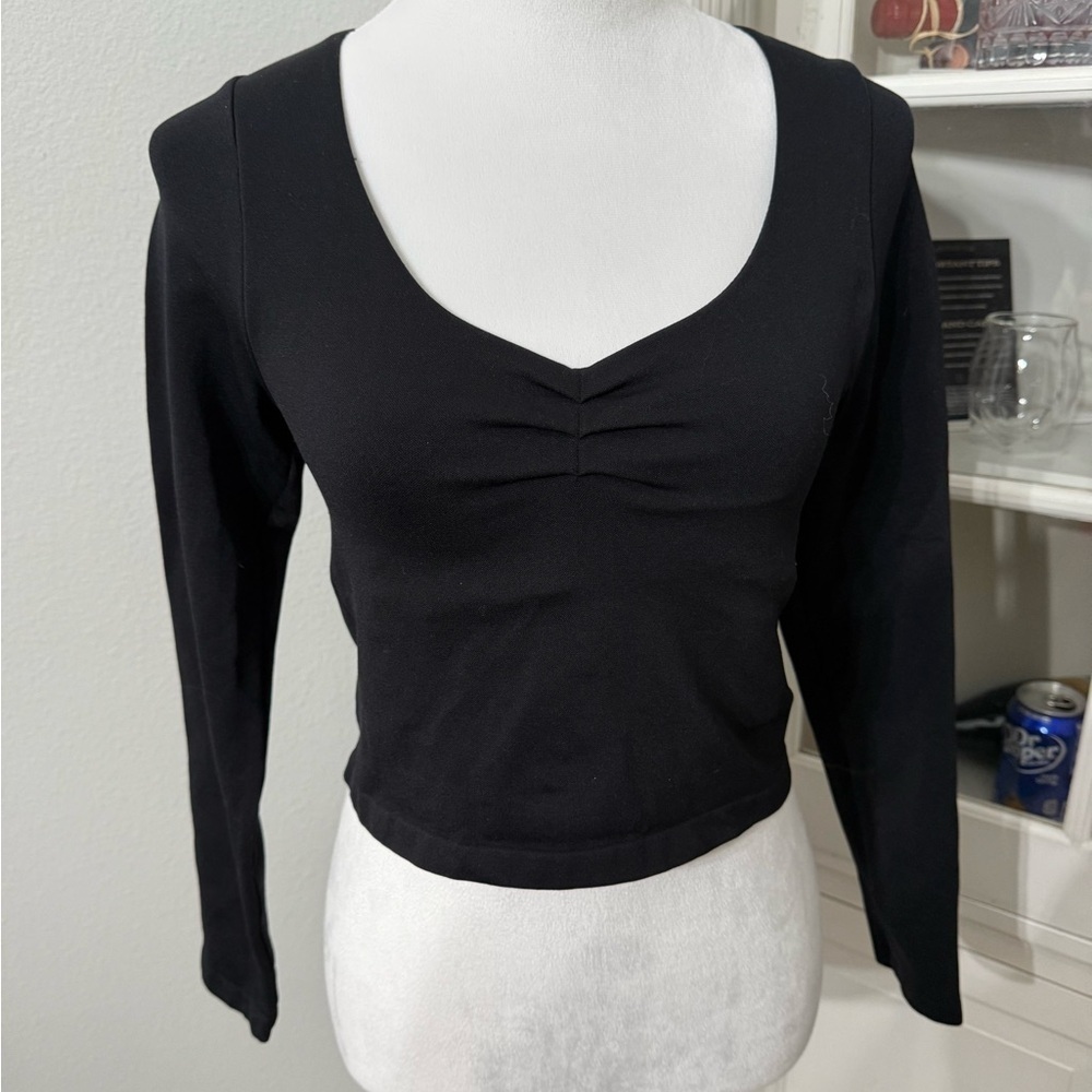 Altar'd State Black Long Sleeve Crop Top
